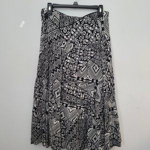 Chaps Denim Tribal Print A-Line Maxi Skirt